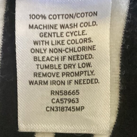 Caslon Striped Round Neck Long Sleeve Cotton Tee Top M Black & White 42i - Picture 7 of 7